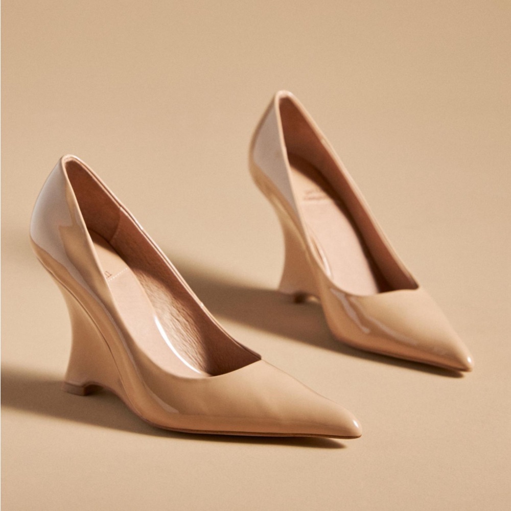 Jeffrey Campbell Nude Pointed Toe Wedge Heels